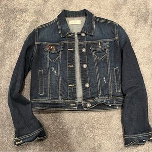 Bronze sequin distressed detail denim jacket